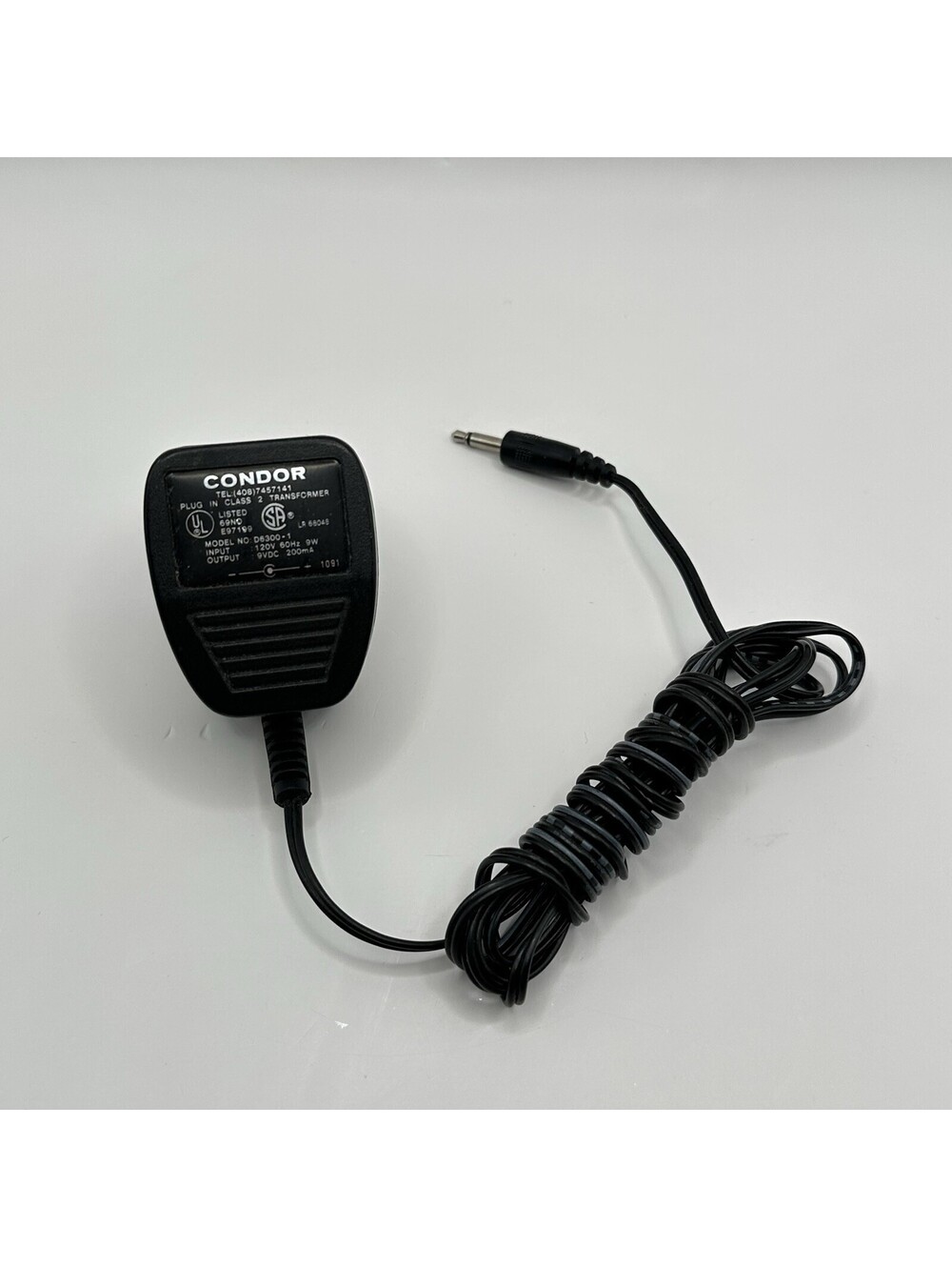 Condor Model No. D6300-1 Class 2 Transformer Power Supply AC Adapter 12v 9vDC
